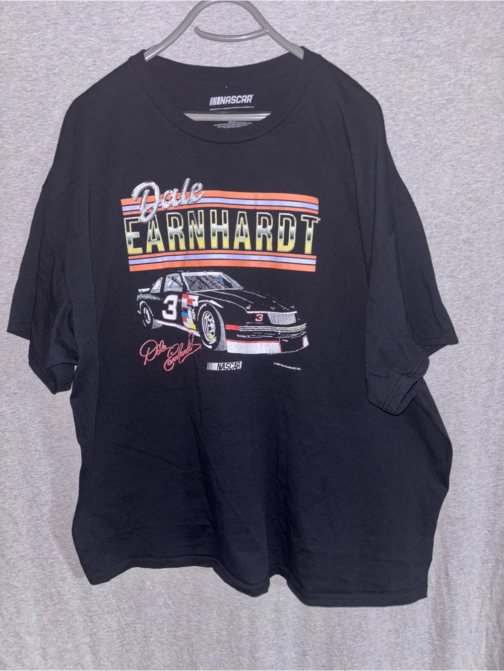 Nascar Black Dale Earnhardt Graphic Tee with Multicolor Racing Print